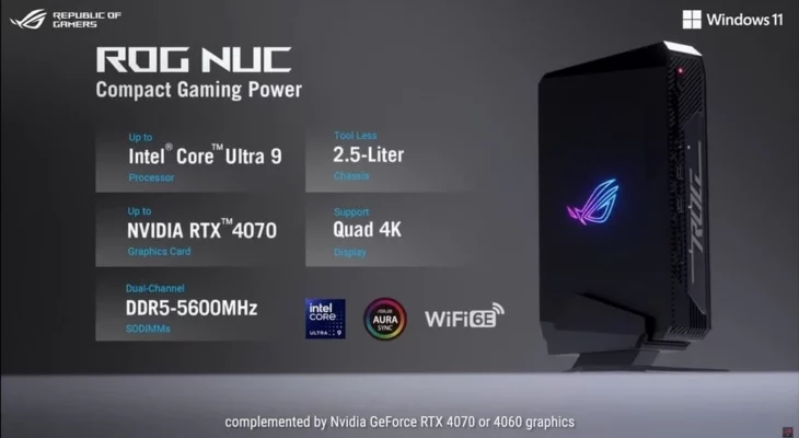 Представлен мощный геймерский мини-ПК ASUS ROG NUC